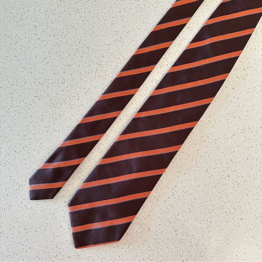 Burberry Brown Orange Striped Silk Tie